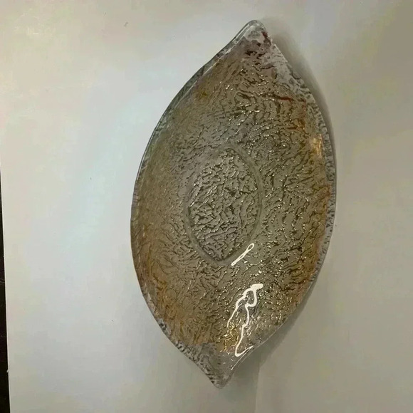 Weeping Silver Bowl Oval Dish Mid Century Modern Decor Glass MCM Holiday Server - Picture 1 of 2